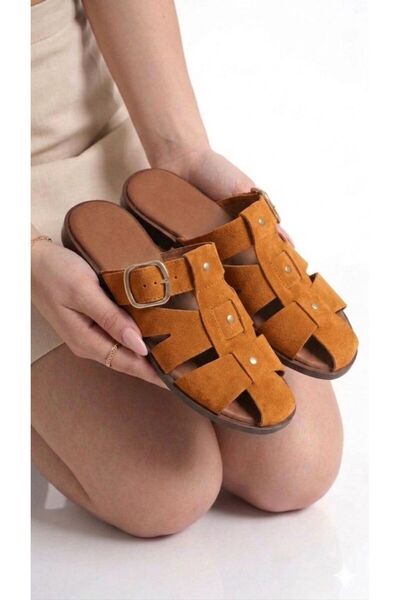 MAYA SHOES Kadın Gold Günlük Rahat Önü Kapalı Terlik