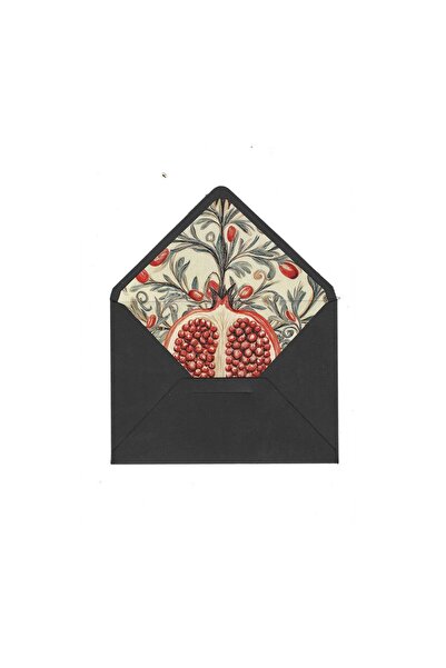 Bazen Defter Pomegranate Patterned Black Envelope