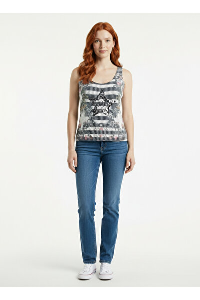 Neden Tekstil Γυναικεία μπλούζα με κεντημένες παγιέτες και τιράντες