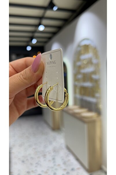 SU PERİSİ TAKI BİJUTERİ XUPİNG KARARMAZ 14K GOLD BORU HALKA KÜPE