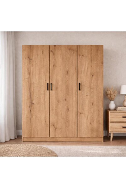 MODENZA %100 MDF Yüklük - 3 Kapaklı Yatak Dolabı - Atlantik Çam