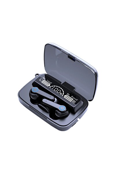 BUKREM STORE kulak-bluetooth-m19-ici-sarj-53-kablosuz-siyah-gostergeli-kulaklik