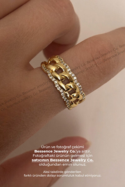 Bessence Jewelry Co 14K Gold VIP Kalın Halka Zirkon Taşlı Ayarlanabilir Çelik...
