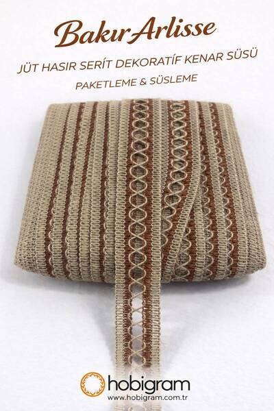 Hobigram Διακοσμητική κορδέλα από ψάθινη ταινία Arlisse σε χρώμα χαλκού, στολ...