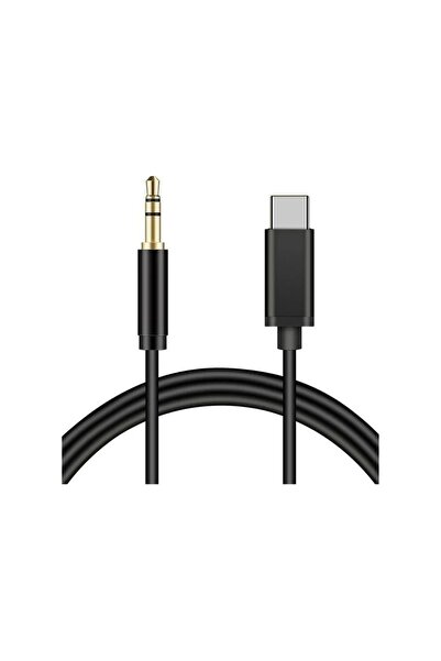 BUKREM STORE Type c usb c to Aux 3.5 mm erkek Jack type c aux kablo 1m siyah