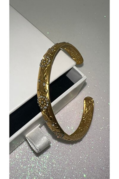 GLARE JEWELRY CO سوار معصم من الفولاذ المقاوم للصدأ بتصميم عتيق ذهبي اللون