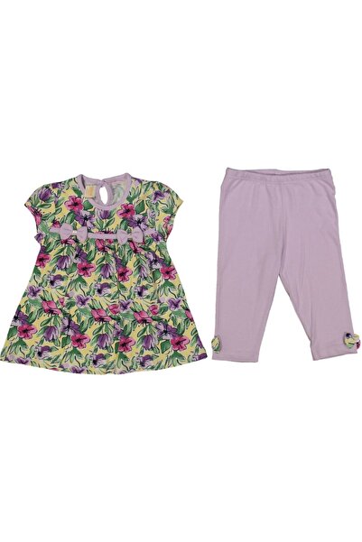 Decokids Flower-Patterned Bow-Decorated Baby Girl Set