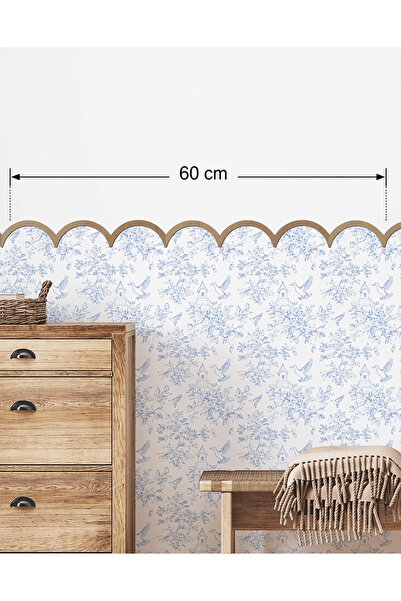 Ahşap Dalga Duvar Bordürü 60 cm MDF – Çocuk & Bebek Odası Dekoru
