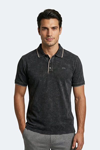 Slazenger Ανδρικό μπλουζάκι ZALE με γιακά πόλο σε μαύρο χρώμα