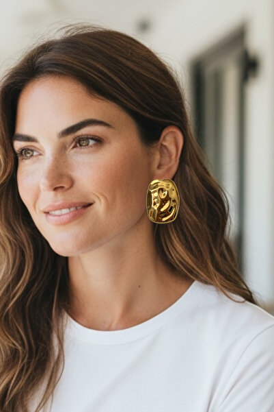 Bo Takı ve Aksesuar Gold Plate Earrings 5.5 cm