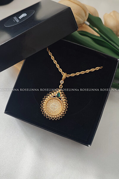 ROSELİNNA Çeyrekli Kolye, Altın Kaplama Burgu Zincirli Çeyrekli Kolye (altıns...