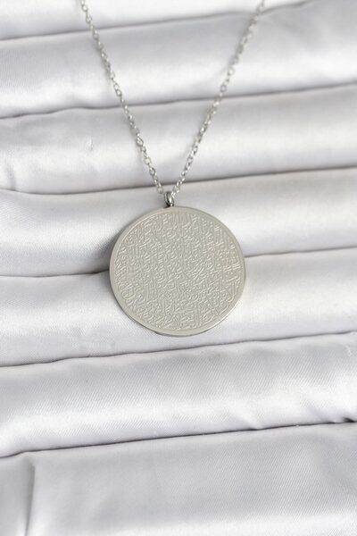 Generic Brand 316L Steel Silver Color Ayetel Kürsi and Allah Written Necklace...