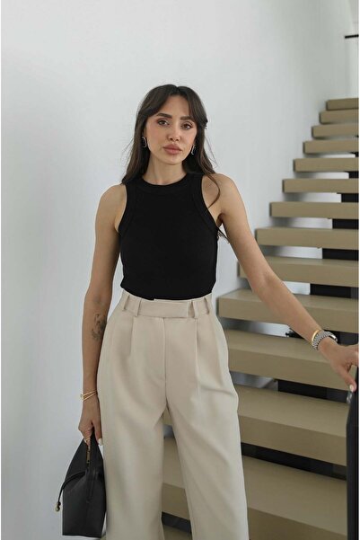 Havoş Μαύρο Αθλητικό Τοπ Διπλής Όψης με Δαντέλα