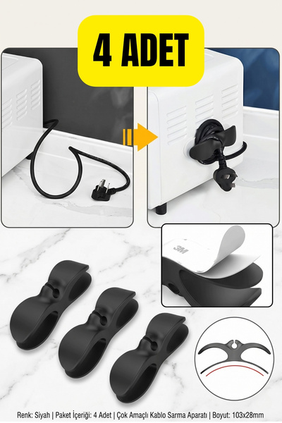 Myend 4 Adet Çok Amaçlı Kablo Sarma Aparatı, Kablo Düzenleyici Mini Organizer