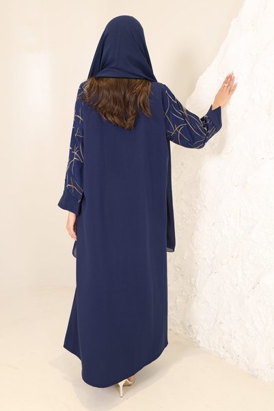 SAI ABAYA Luxury Denim Abaya with Crepe Bottom Modern Stylish Modest Wear For Perfect Outfit
