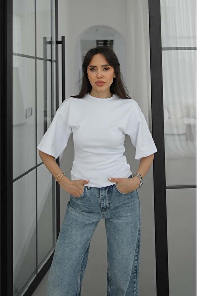 Havoş Λευκό μπλουζάκι με σούρες στα πλαϊνά