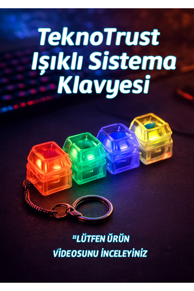 Laraheiser Harika Işıklı Klavye-Click Sesli Stres Giderici Anahtarlık-KARIŞIK...