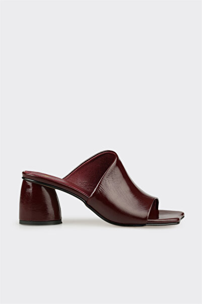 Elle Shoes Bordo Deri Kadın Terlik