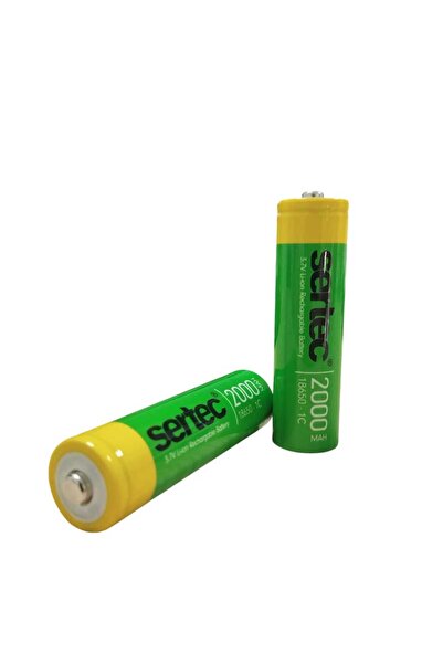 Genel Markalar Sertec 18650 3.7V 2000 Mah 1C Liion Şarjlı Pil Başlı