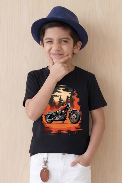 Funkaar Unisex Kids' Motorcycle Adventure Cotton T-Shirt