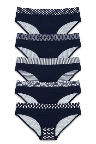 Nicoletta Γυναικεία εσώρουχα 5 τεμαχίων από βαμβάκι Lycra με στάμπα και φαρδύ...