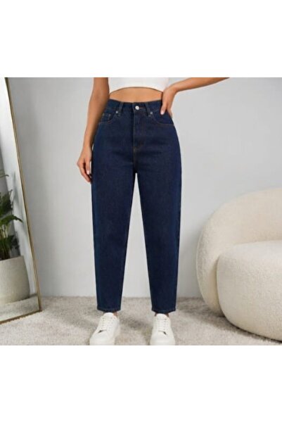 HerTon Γυναικείο παντελόνι με ψηλή μέση, τύπου Mom Jean, 100% βαμβάκι, χωρίς ...