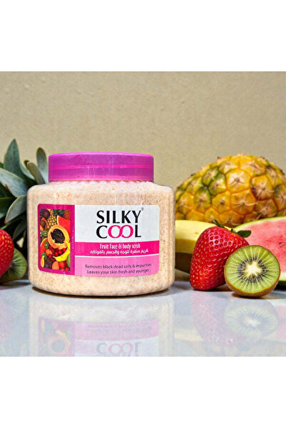 Silky Cool مقشر الفواكه للوجه والجسم 500 مل، يزيل الجلد الميت، منعش وملطف للبشرة