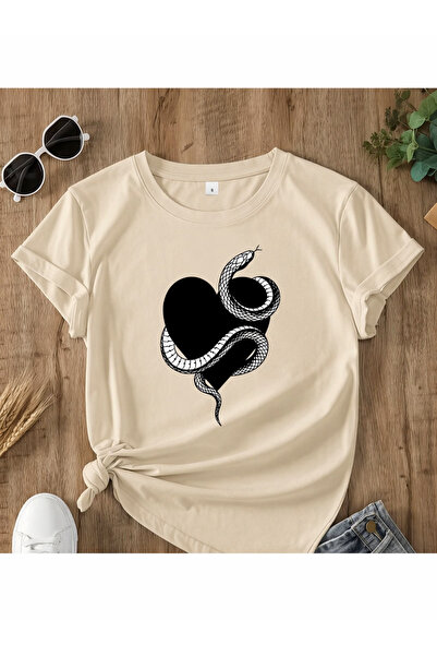 By Layina Heart Snake Printed Unisex Oversize Tee / T-Shirt