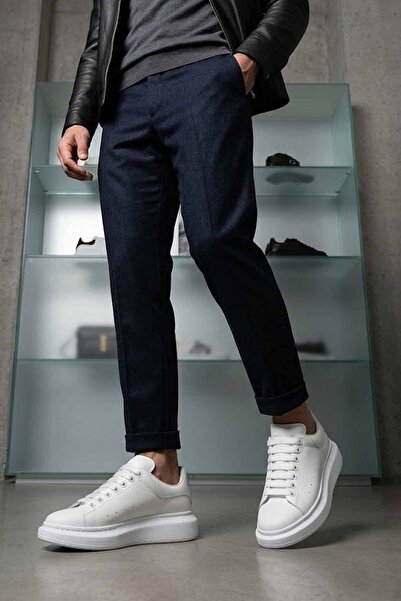 rekorsport Ανδρικά λευκά αθλητικά παπούτσια - Αθλητικά παπούτσια με χοντρή σό...