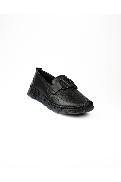 MARİOTTO 005 Black Leather Buckle Casual Women's Shoes