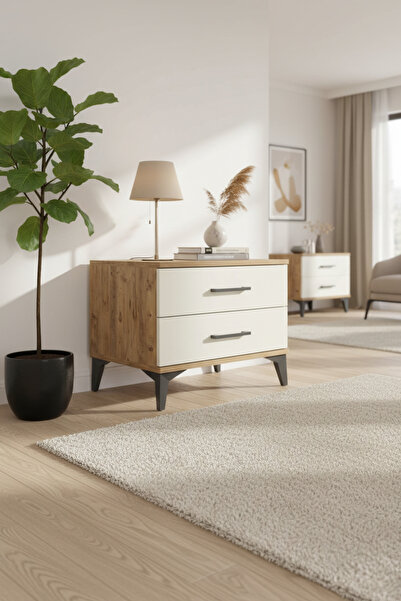 mobihobi Luna Komodin 2 Çekmeceli 60x44x48: Atlas Çam & Aytaşı Modern Şıklık ...