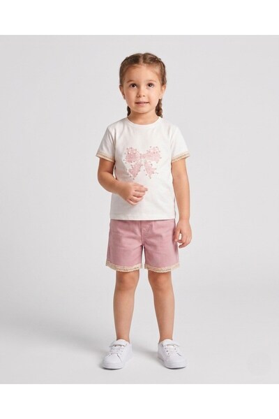 Ege Bebek Στενή εφαρμογή! Κοριτσίστικο καλοκαιρινό λινό σορτς για ηλικίες 3-4...