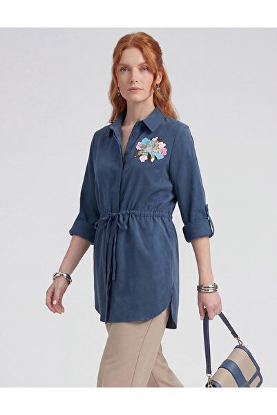 Kayra Τονικ με παγιέτες κεντημένο με νήματα, σκούρο μπλε ναυτικό