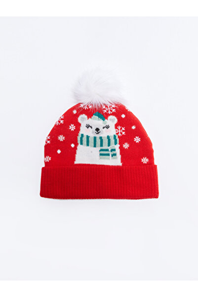 LC Waikiki Căciulă tricotată Jacquard cu pompon pentru fete