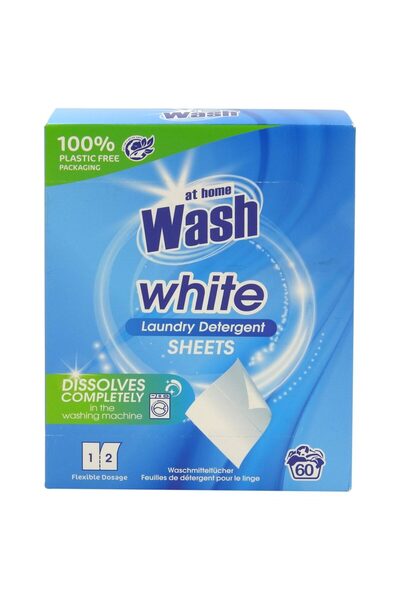 At Home Foi de detergent pentru rufe albe, pentru acasă, albe, 60 de spălări