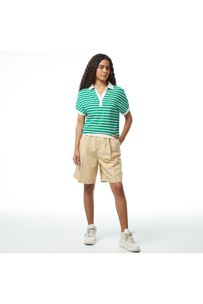 Tommy Hilfiger Cotton Linen Bermuda Kadın Bej Şort