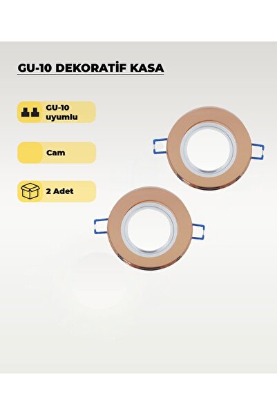 AC AYDINLATMA Rose Gold GU10 Uyumlu Cam Spot Kasa (2 Adet) – Dekoratif Gömme ...