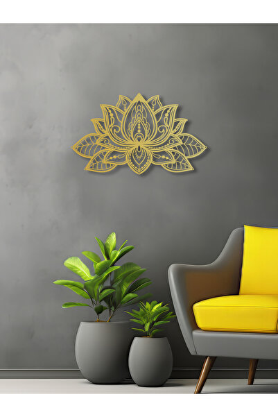 Enova Art Mandala Lotus Çiçeği Temalı Metal Duvar Dekoru, Minimal Duvar Tablo...