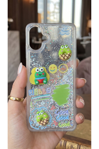 TechTrove Galaxy A07 Kılıf Hareketli Simli 3D Karakterli Love Figürlü Şeffaf ...