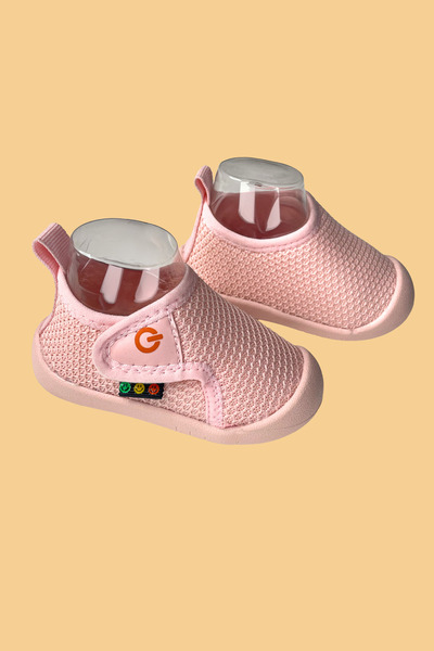 Mumenim Mamba Kids Pink Barefoot Non-Slip Flexible Sole Velcro First Step Casual Shoes