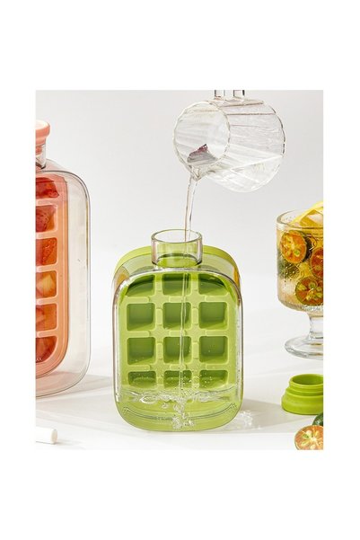 Cyrax Formă de gheață, Cyrax, 2-în-1, Tip sticlă cu pai, 500 ml, 12 cuburi, 16.3 x 10.8 x 8 cm, Verde