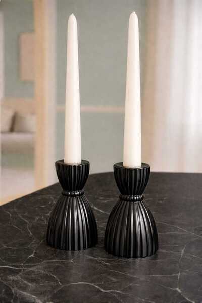 bir alem renk 2'li Set Modern Balerin Tasarım Dekoratif Şamdan Mumluk - [Renk...