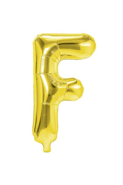 Cyrax Balon literă F din folie metalizată, auriu, cu băț inclus