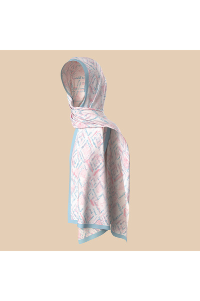 BBDBOUTIQUE Pastel İzi-Yılan Derisi Desenli Pembe-Mavi Şal