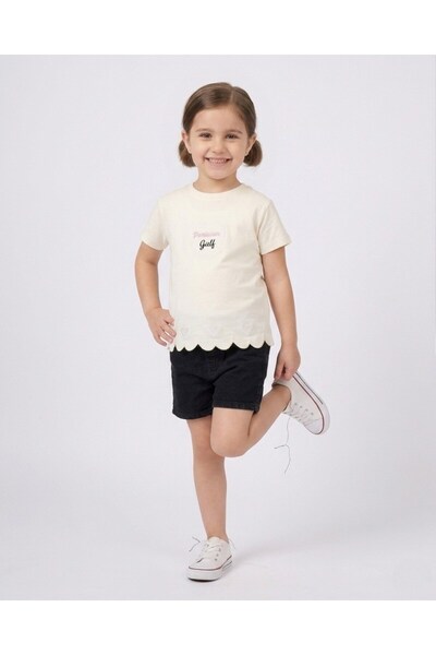 VOY KİDS Στενή εφαρμογή! Κοριτσίστικο καλοκαιρινό τζιν σορτς με στάμπα καρδιά...