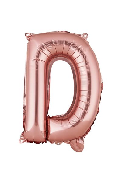 Cyrax Balon literă D din folie metalizată, Rose Gold, cu băț inclus