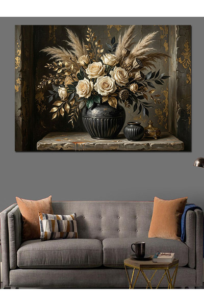 Artmeg Buchet de trandafiri uscați într-o vază - Pânză decorativă - Masă din ...