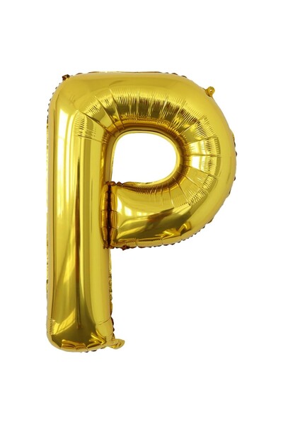 Cyrax Balon literă P din folie metalică, auriu, cu băț inclus