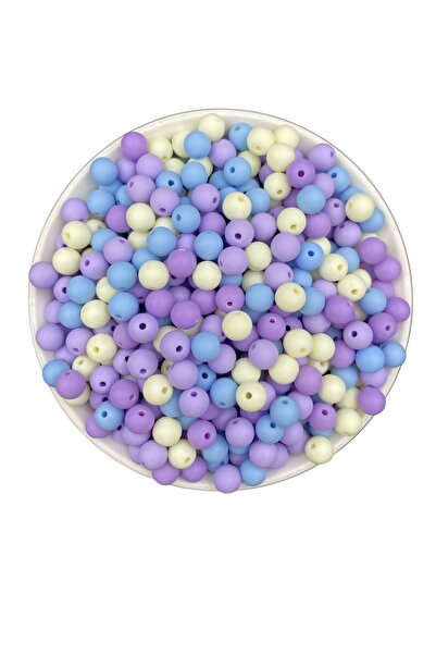 Hedef Bijuteri 50Gr 8mm Purple-Blue-Cream Mixed Color Matte Pastel Neon Beads...