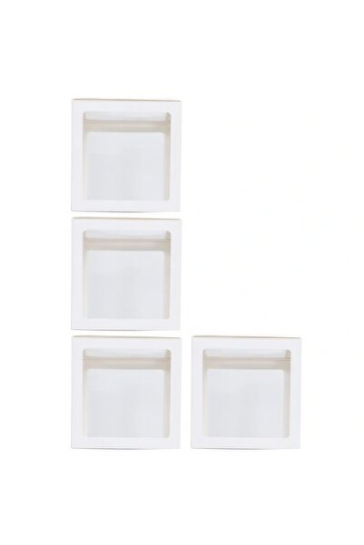 Cyrax Set de 4 cutii pentru baloane, 30 x 30 cm, transparente cu contur alb